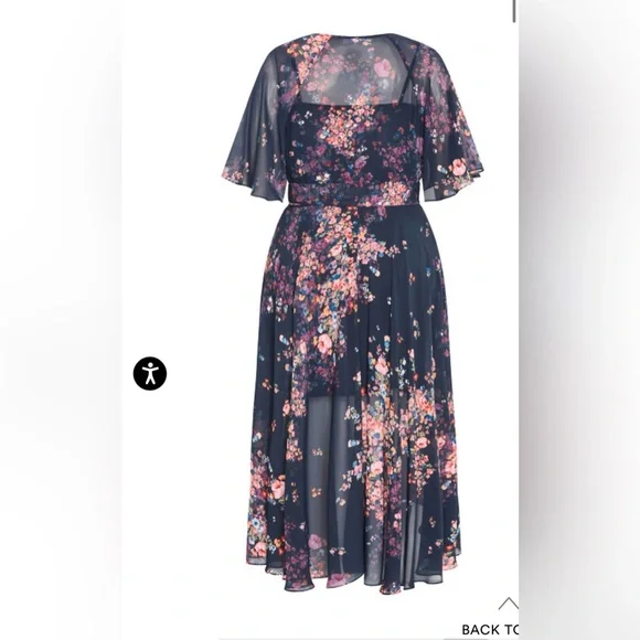 NWT City Chic Floral Navy  Wrap Maxi High low size 18 🌸BC BAG 07 - Picture 4 of 7